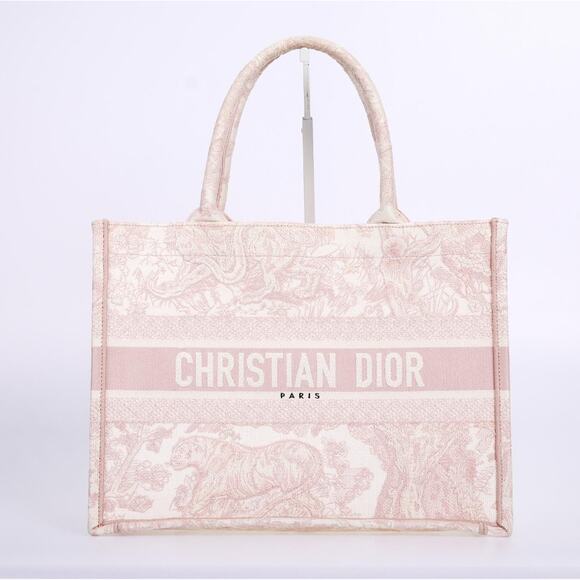 Christian Dior Book Tote – Toile de Jouy Embroidery in Pink - Picture 1 of 5